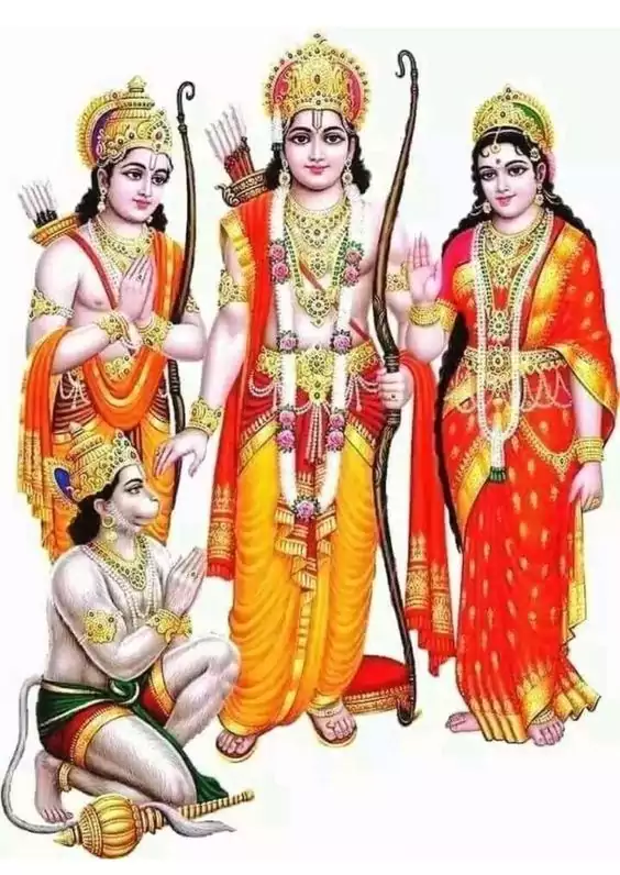 Hanuman Ji With Bhagwan Ram, Sita and Laxman